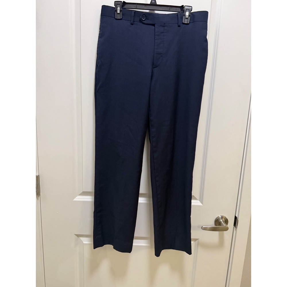 Pronto Uomo Platinum Mens Navy Blue Flat Front Dress Pants Slacks 32x29